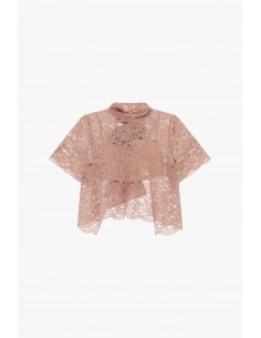 Top en dentelle à col montant noué - Imperial