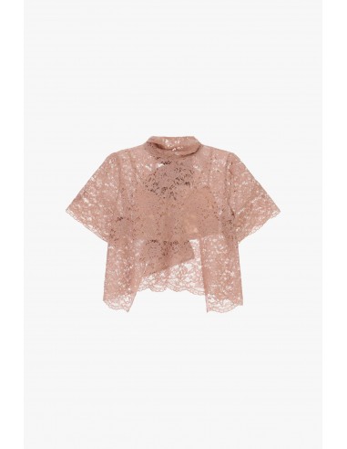 Top en dentelle à col montant noué - Imperial