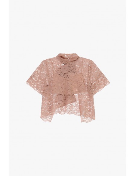 Top en dentelle à col montant noué - Imperial