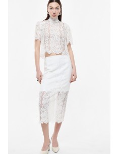 Jupe midi en dentelle avec fente latérale - Imperial