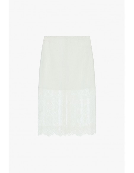 Jupe midi en dentelle avec fente latérale - Imperial