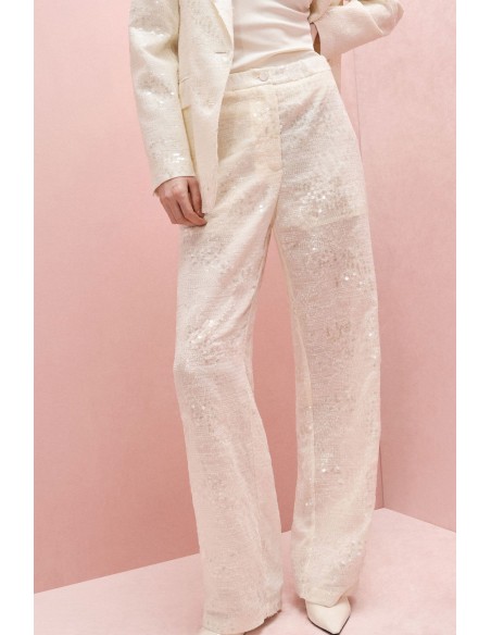 Pantalon palazzo à sequins taille haute – Imperial