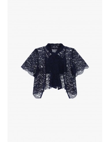 Top en dentelle à col montant noué - Imperial