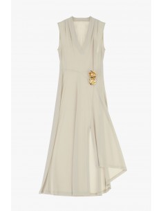 Robe midi col V avec appliqué doré – Imperial