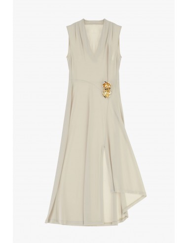 Robe midi col V avec appliqué doré – Imperial