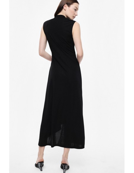 Robe midi col V avec appliqué doré – Imperial