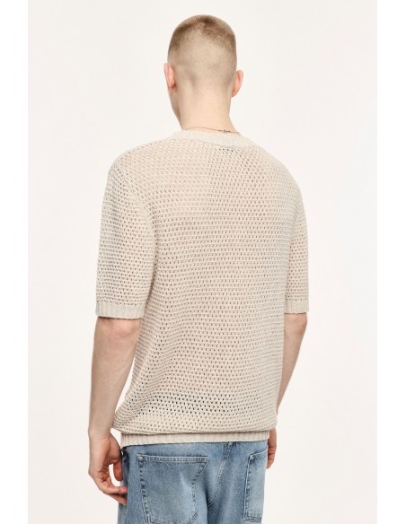 Pull ajouré manches courtes col rond - Imperial Homme