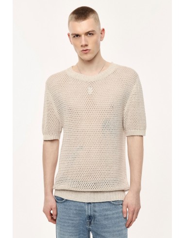 Pull ajouré manches courtes col rond - Imperial Homme