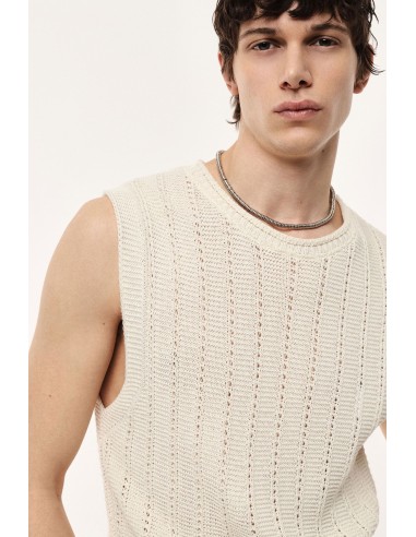Pull sans manches à côtes ajourées col rond - Imperial Homme
