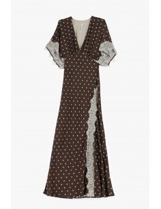 Robe longue à pois manches kimono et dentelle – Imperial