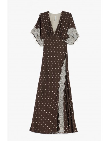 Robe longue à pois manches kimono et dentelle – Imperial