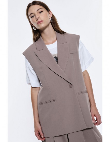 Blazer long sans manches – silhouette cape structurée - Imperial