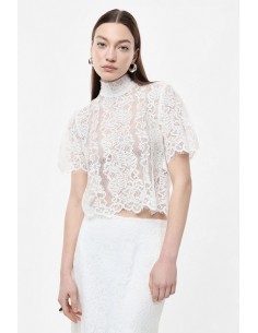 IMPERIAL Femme – Crop top dentelle col montant