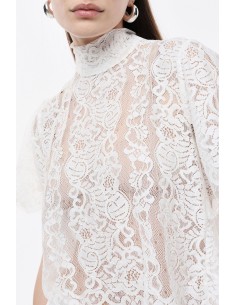 IMPERIAL Femme – Crop top dentelle col montant
