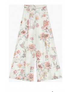 Imperial femme - Pantalon Palazzo ecru imprimé floral