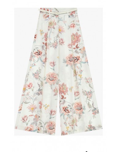 Imperial femme - Pantalon Palazzo ecru imprimé floral