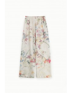 Pantalon palazzo floral taille élastique – Imperial Femme