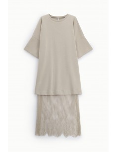 Imperial Femme - Robe sweat et dentelle assortie