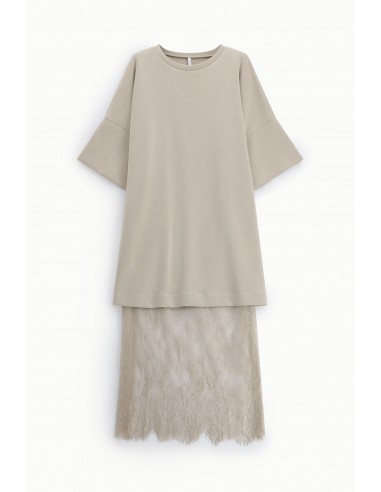 Imperial Femme - Robe sweat et dentelle assortie