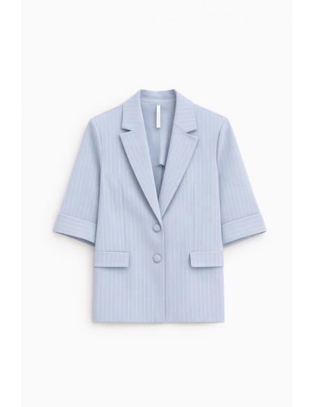 Blazer à manches courtes en crepe fluide rayé - Imperial