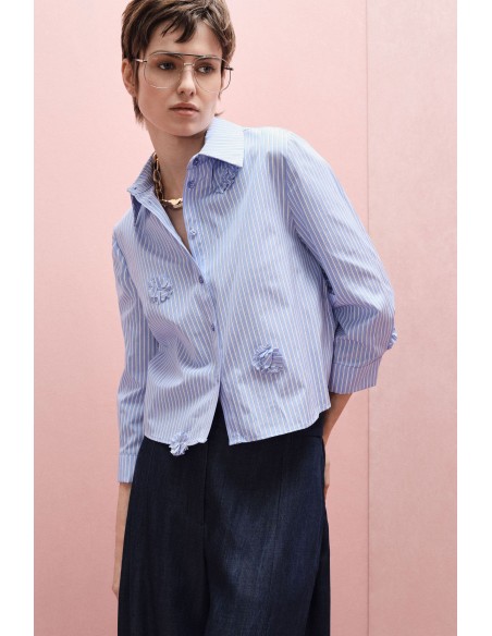 IMPERIAL – Chemise rayée à fleurs appliquées