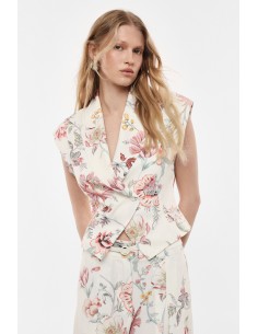 Veste sans manches croisée imprimé floral - Imperial Femme