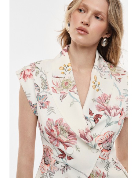 Veste sans manches croisée imprimé floral - Imperial Femme