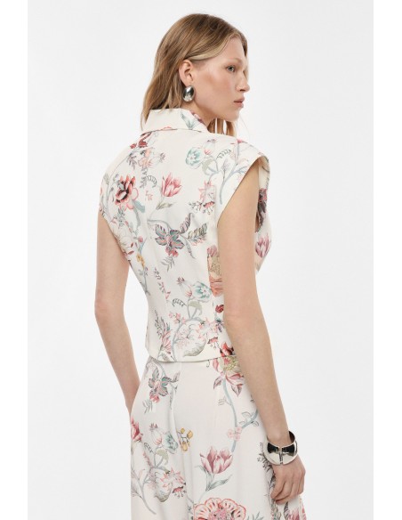 Veste sans manches croisée imprimé floral - Imperial Femme