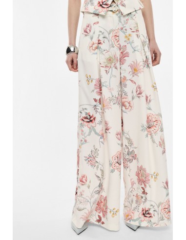 Imperial femme - Pantalon Palazzo ecru imprimé floral