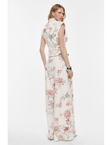 Imperial femme - Pantalon Palazzo ecru imprimé floral