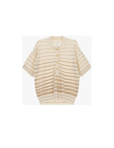 Polo oversize Imperial Femme en maille rayée