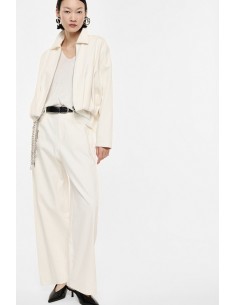 Pantalon palazzo denim écru taille haute Imperial Femme