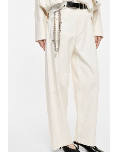 Pantalon palazzo denim écru taille haute Imperial Femme