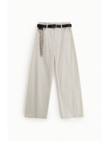 Pantalon palazzo denim écru taille haute Imperial Femme