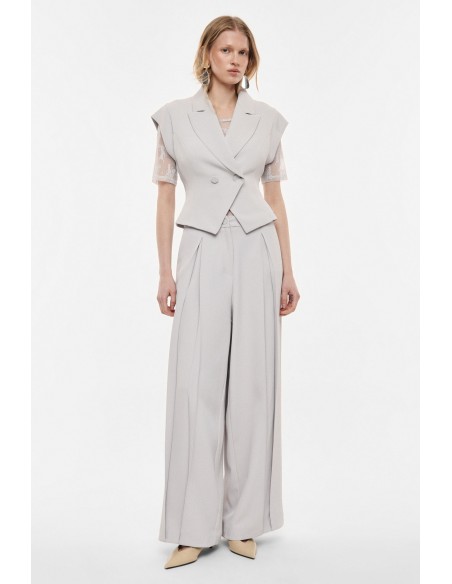 Pantalon palazzo taille haute crêpe Imperial Femme