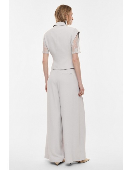 Pantalon palazzo taille haute crêpe Imperial Femme