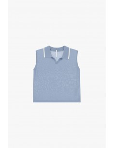 Top sans manches col contrasté - Imperial Femme