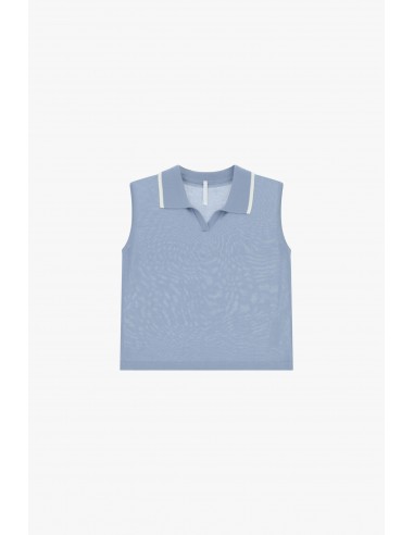 Top sans manches col contrasté - Imperial Femme