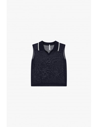 Top sans manches col contrasté - Imperial Femme