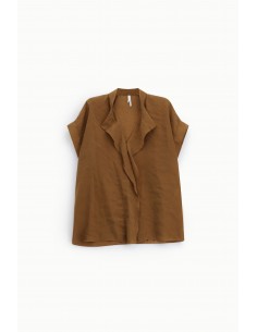 Blouse fluide col châle à volant – Imperial Femme