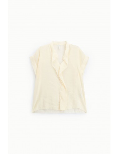 Blouse fluide col châle à volant – Imperial Femme