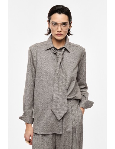 Chemise droite à cravate en drap chevrons – Imperial Femme