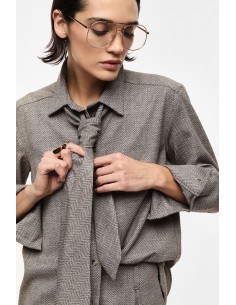 Chemise droite à cravate en drap chevrons – Imperial Femme