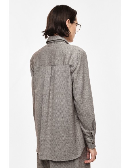 Chemise droite à cravate en drap chevrons – Imperial Femme