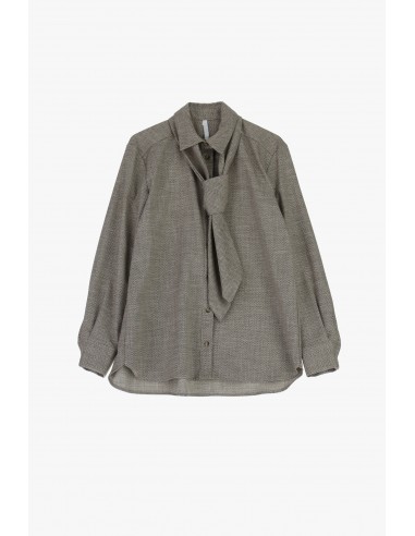 Chemise droite à cravate en drap chevrons – Imperial Femme