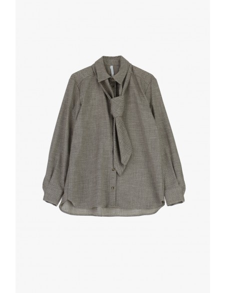 Chemise droite à cravate en drap chevrons – Imperial Femme