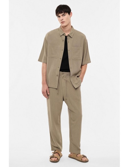 Pantalon boxy à taille coulissée coton lin – Imperial Homme