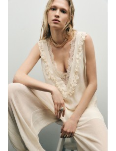 Top sans manches dentelle col V - Imperial Femme