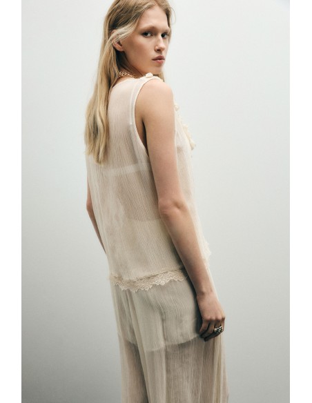 Top sans manches dentelle col V - Imperial Femme