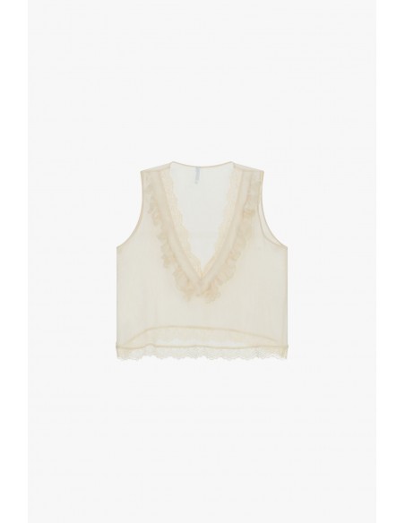 Top sans manches dentelle col V - Imperial Femme